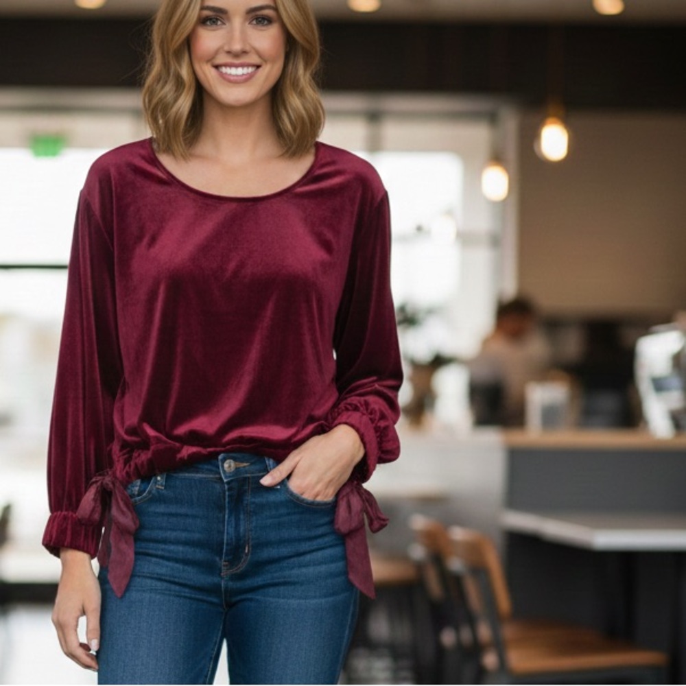 Band of Gypsies Deep Red Velvet Blouse